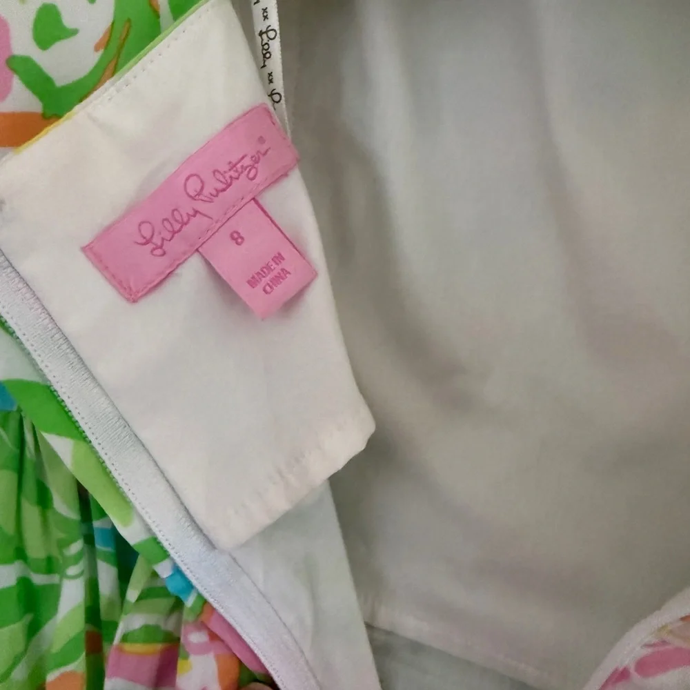 Lilly Pulitzer Strapless Dress in Lime, Aqua & Pink Floral - Picture 3 of 3